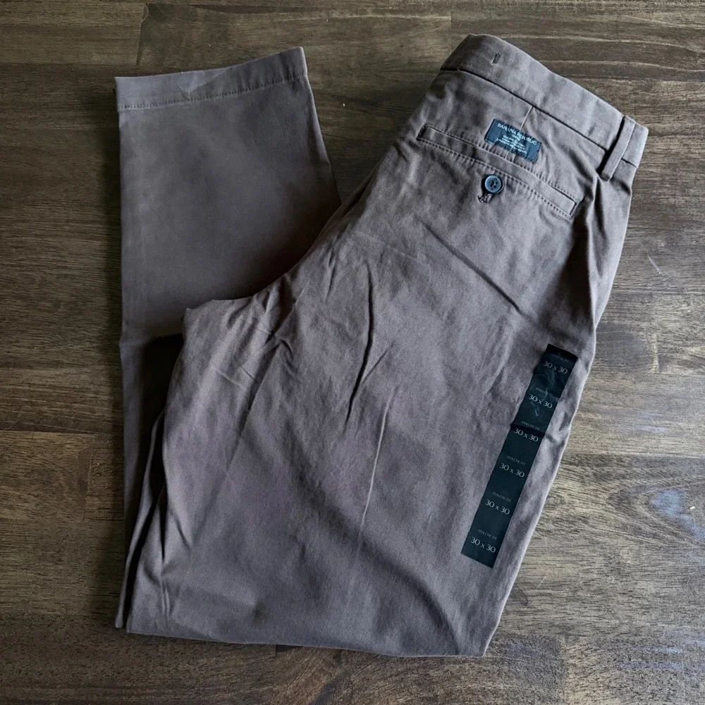 Banana Republic Lived-In Chino Athletic Fit Brown Pants 30x30 Tapered Leg NEW